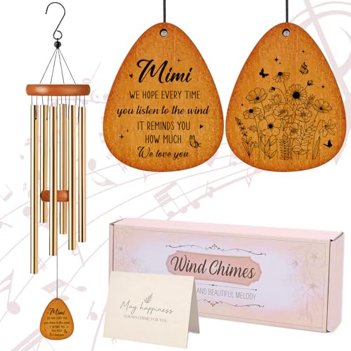 Aunt Gifts Wind Chimes - Metal Windchimes with Card Indoor Outdoor Hanging Decor for Garden Patio Yard Balcony Backyard Appreciation Christmas New Year Birthday Gift for Aunts from Niece