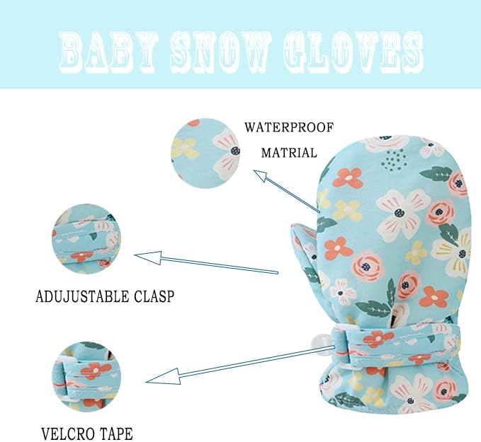 Miniatura 3 de Guantes de invierno para bebés y niños pequeños con forro polar cálidos impermeables para nieve para niños y niñas