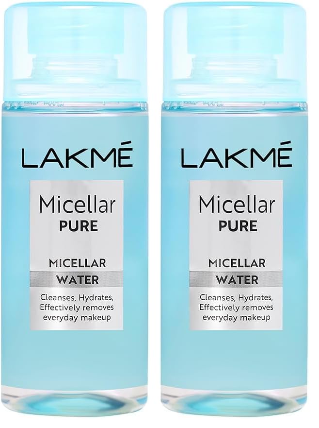 Image of Lakme Micellar Water: Hydrating & Soothing Face Cleanser | Gentle Makeup Remover, Micellar Cleansing Water 200ml (Pack of 2)