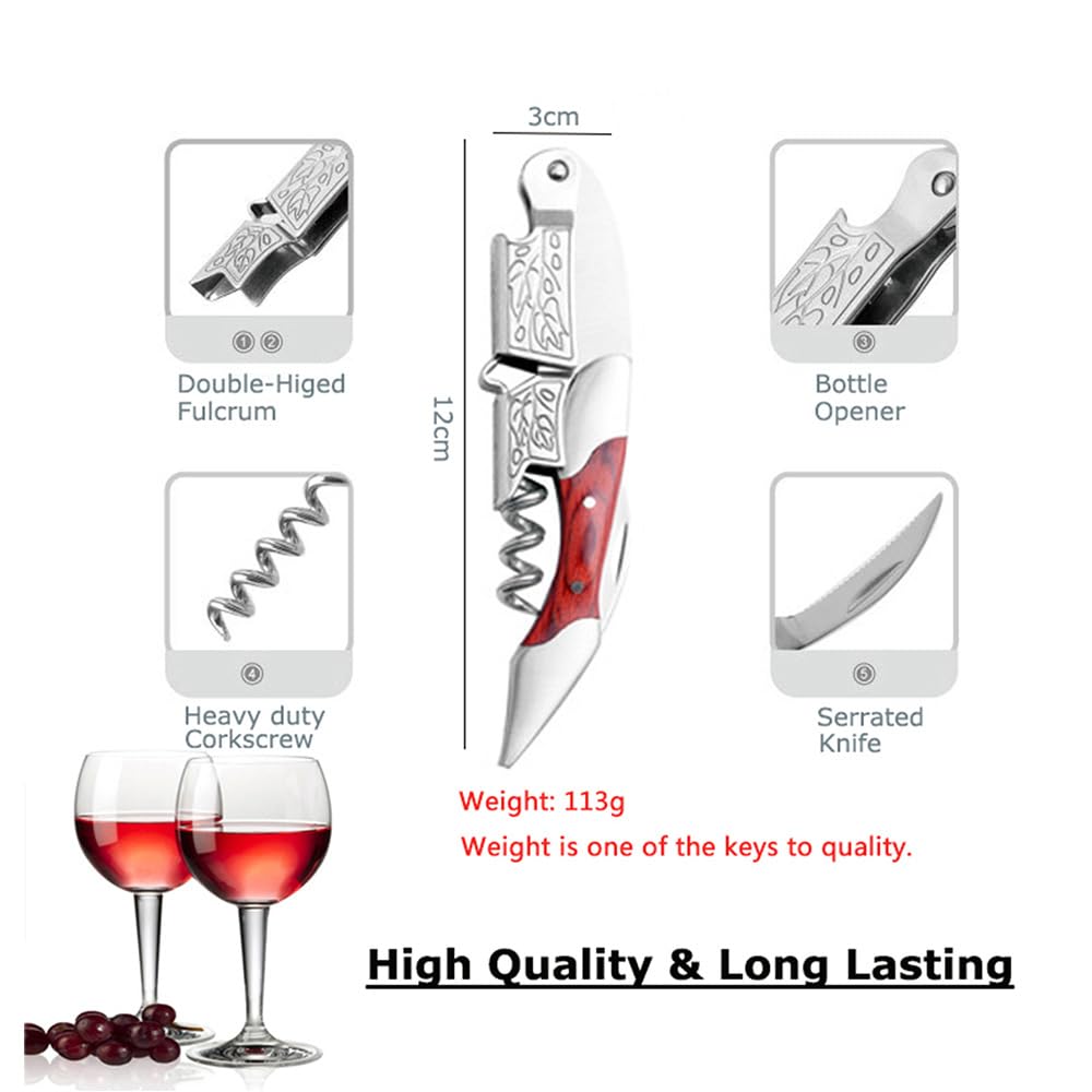 Cavatappi Professionale In Acciaio E Legno ZHSH - Apribottiglie Pesante Con Taglierina - Foto 12