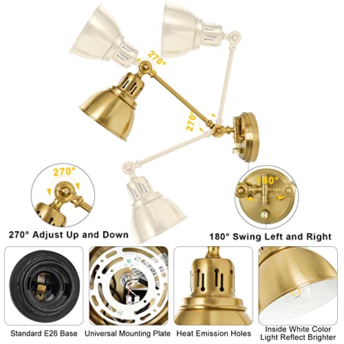 Image of GOODATE Plug in Wall Sconces Set of Two with Remote, Stepless Colors 2700K-6500K & Stepless Dimming, Premium Golden Finish, Plug in Wall Light with Night Light & Timer, LED Bulbs Included