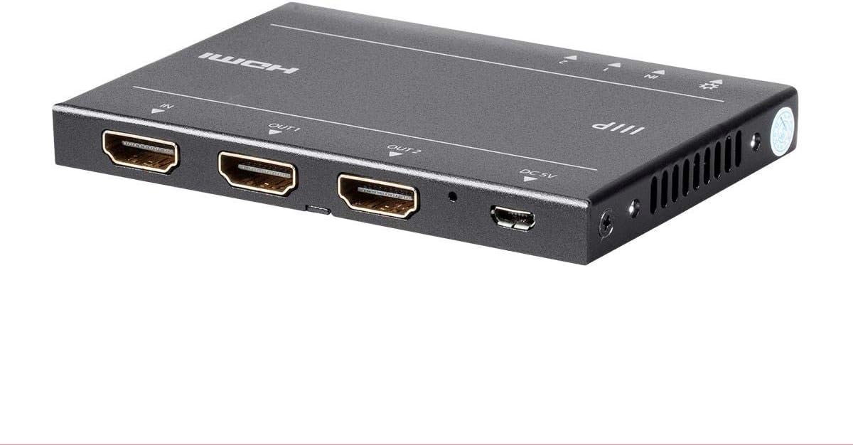 Monoprice Blackbird 4K Pro 1x2 Ultra Slim HDMI Splitter - HDR, 18Gbps, 4K 60Hz, YCbCr 4:4:4, HDCP 2.2, Black