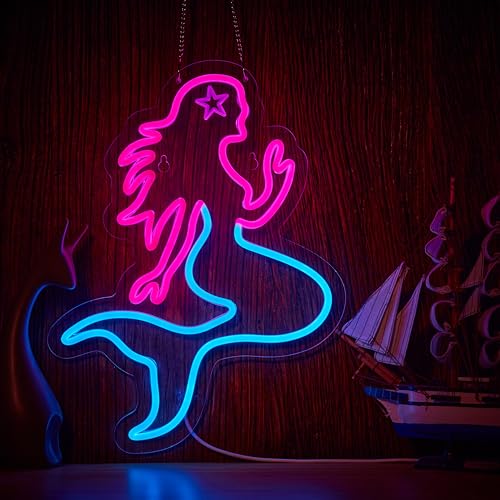 Image of Mermaid Neon Sign for Wall Decor Dimmable LED Bar Beer Neon Light USB Powered Neon Art Signs Decor