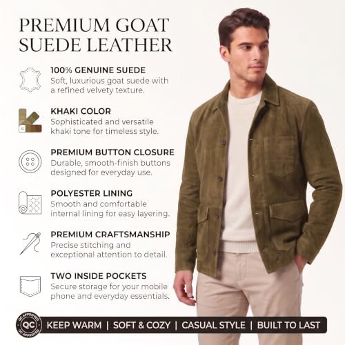 Image of Suede Leather Jacket Men - Real Lambskin Suede Casual Leather Jackets For Men - Mens Suede Jacket