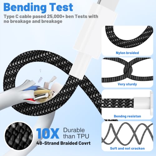 Image of USB C to Lightning Cable 2Pack 6FT+10FT,[Apple MFi Certified] Nylon Braided iPhone Fast Charging Cable, Power Delivery Charging Cord for iPhone 14 13 12 11 Pro Max /XS /Max /XR /8 /7,Pad Air /Pro,Black
