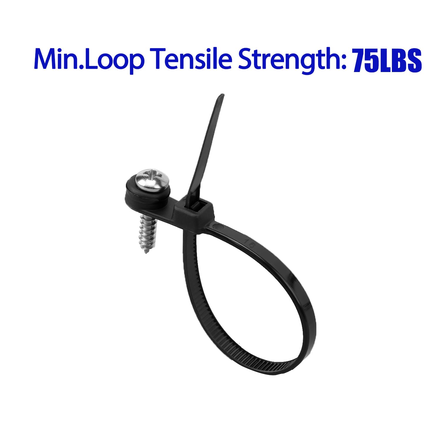 XINGO 11 0 bridas negras con agujero para tornillo de 7.5 pulgadas, 50 libras, bridas de nailon multiusos resistentes para uso en interiores y exteriores