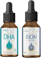 Combo Iron Plus Baby & Kids Liquido 30ml e DHA Omega 3 Liquido Vegano 30Ml Laranja True Source