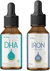 Combo Iron Plus Baby & Kids Liquido 30ml e DHA Omega 3 Liquido Vegano 30Ml Laranja True Source