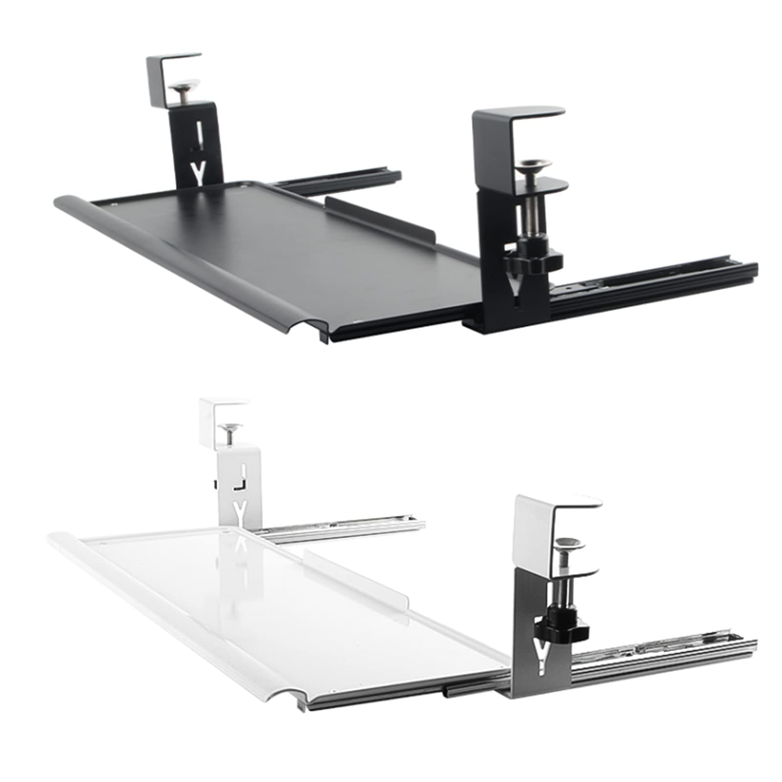CVJdfhRE desk extender， with Clamp, Computer Mouses Storage Shelves, Ergonomic Desk Extender with Wrist Rests Support, Black/White(White)