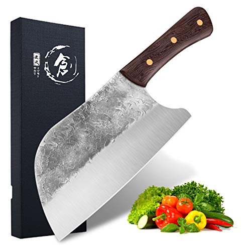 Meat and Vegetable Chinese Cleaver Knife High Carbon Steel Serbian Chef Knife Full Tang Sharp Kitchen Butcher Knife