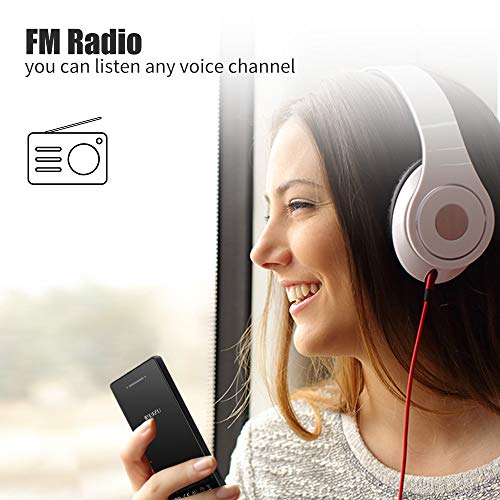 Leitor de MP3, leitor de MP3 RUIZU com Bluetooth, reprodutor de música de som Hi-Fi portátil sem per
