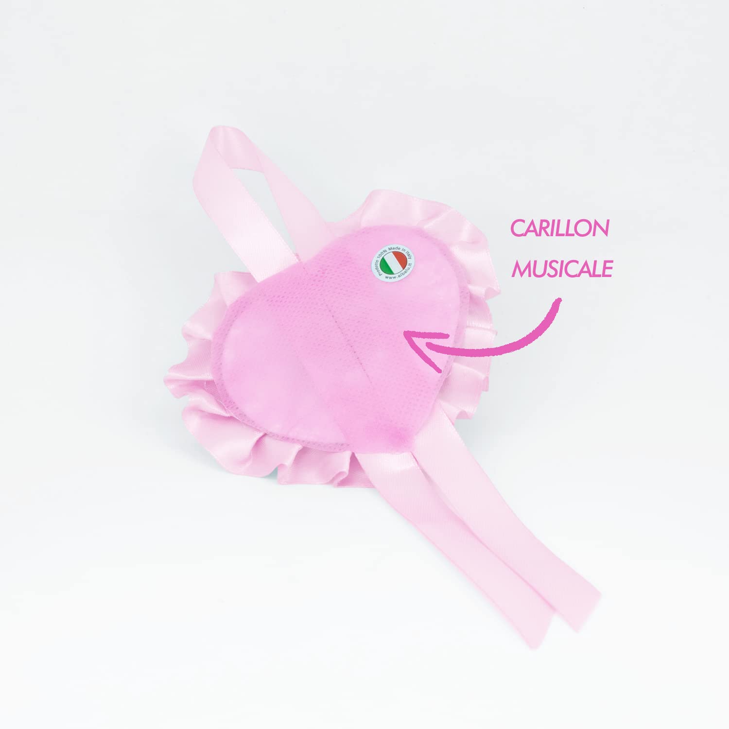 Albalù Italia Sopraculla Medaglione Cuore Angelo Lanterna Argento Rosa con Carillon Musicale e Scatola Inclusi Misura 25x12cm Made in Italy.
