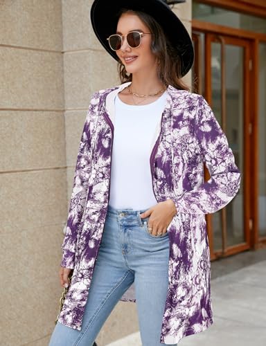 Cucuchy Style Womens Long Hoodies Casual Zip Up Tunic Sweatshirt Open Front Cardigan2