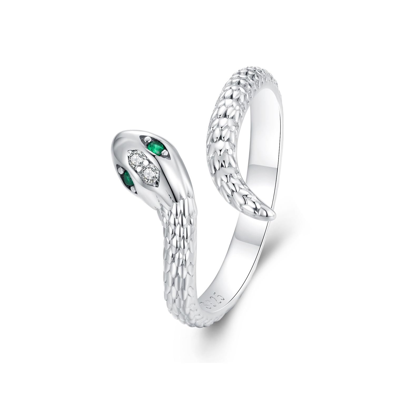 Anello regolabile in argento sterling 925 a forma di serpente, gioiello regalo per donne e ragazze.