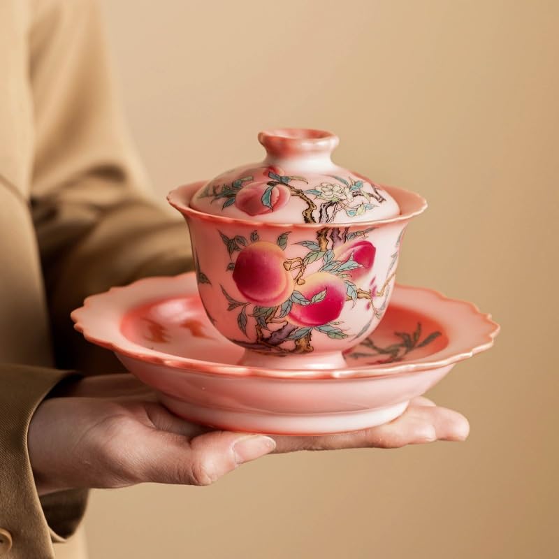 Zestaw filiżanek do herbaty Honey Peach Master Teacup w stylu chińskim Kung Fu, ceramicznych, porcelanowych filiżanek do herbaty, chińskiego zestawu do tradycyjnej ceremonii parzenia herbaty (Miodow