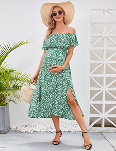 Image of Maternity Dress Women's Off Shoulder Split A Line Casual Maxi Dress Photography Dress for Babyshower