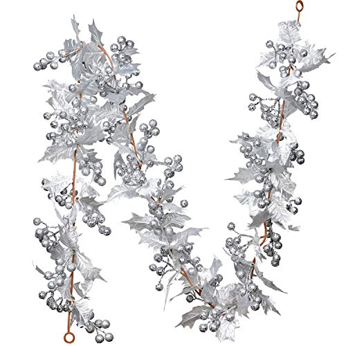 Dearhouse 6Ft Silver Berry Christmas Garland, Flexible Artificial Berry Garland For Indoor Outdoor Home Fireplace Decoration For Winter Christmas Holiday New Year Decor #TOP22