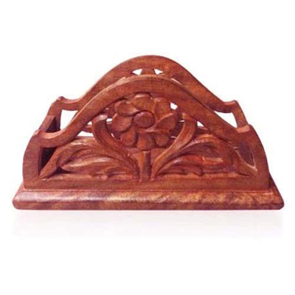 Zyntix Wooden Handmade Tissue Holder, Paper Holder, Multi Holder for Office Use Carved Flower Napkin Holder Tissue Paper Holder for Dining Table Home Paper Napkin Holder Brown 1
