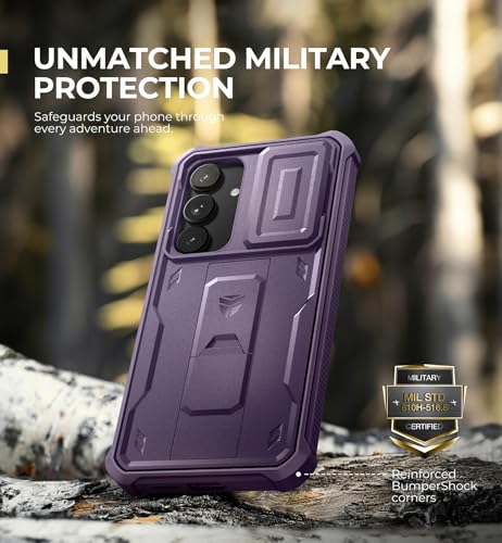 Image of Dexnor for Samsung Galaxy S25 Plus Case with Built-in Slide Camera Cover & Screen Protector &Kickstand,Heavy-Duty Shockproof Rugged Case Full-Body Bumper Cover for Galaxy S25 Plus(2025),Phantom Purple