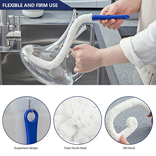 IMIKEYA Escova de limpeza de decantador de vinho flexível para garrafas de vidro