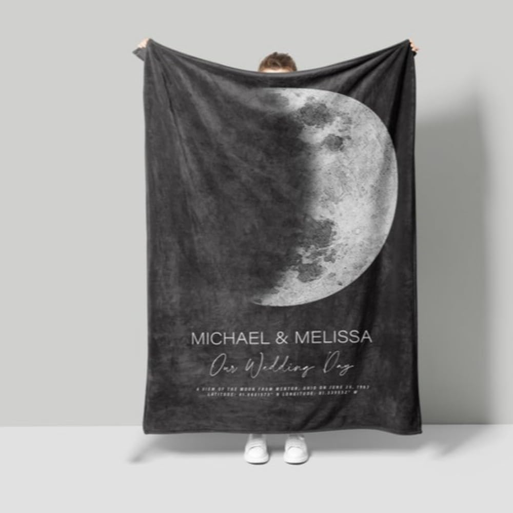 Mantas de bebé personalizadas para niñas con nombre, manta personalizada de fase lunar, manta personalizada, manta personalizada (150 x 180 cm)