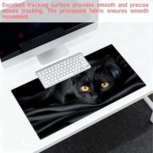 Image of Nuxovilar Professional Large Mouse Pad & Computer Game Mouse Mat (35.4x15.7IN, Mysterious Black Cat Art) (90 * 40cm Mysterious Black Cat)