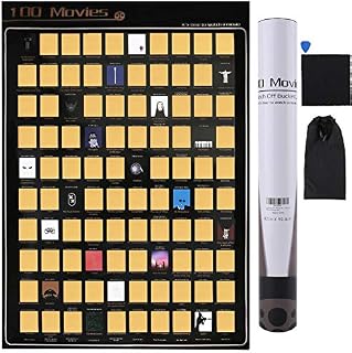 Jucoan 100 Movies Scratch Off Poster with Scratching Tool, Top Films of All Time Bucket List, Great Gift for Children Kids