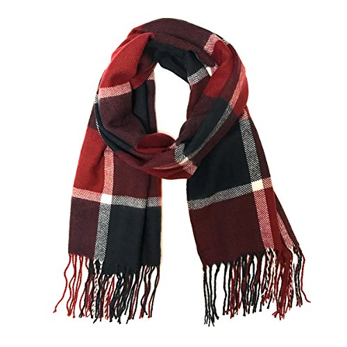 Wrapables womens Plaid Print Long Winter Warm Scarf and Beanie Hat Set2