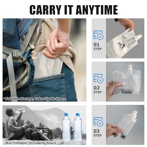 Ancable 33oz (1L) Collapsible Water Bottles, 3-Pack Reusable Travel Foldable Water Bottles for Hiking Camping Running Bike, BPA-Free Water Bottle - image 3