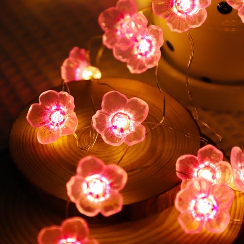 A.bigwhale Guirlande lumineuse à 20 LED et à piles LED Fleurs, Guirlandes lumineuses d'intérieur pour chambre, décoration de mariage, fête, Noël, Cadeaux...