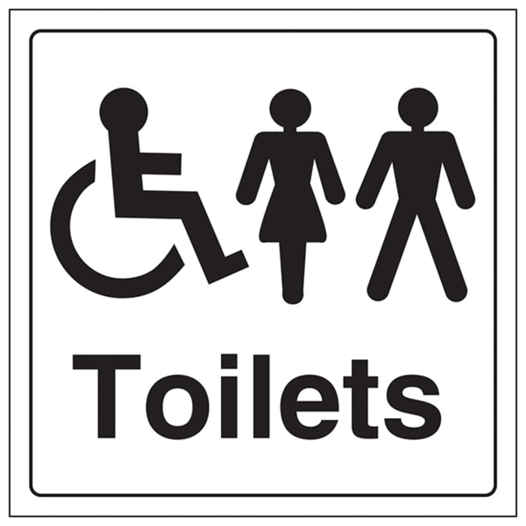 V Safety Disabled/Gents/Ladies Toilet Door Sign - 150mm x 150mm - Self Adhesive Vinyl