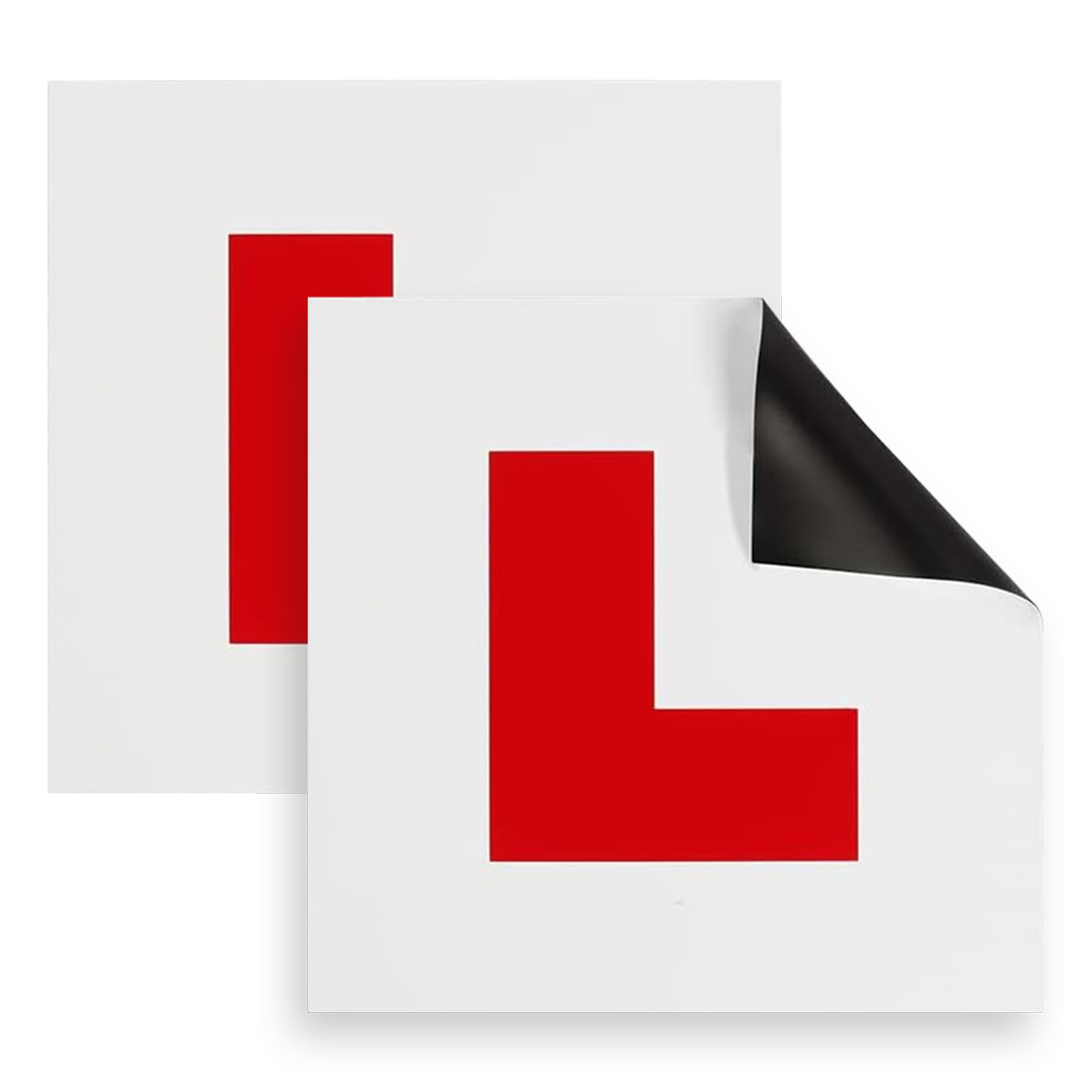 Haltons by Keplin Magnetic L Plates for Cars Pack of 2 – UK DVSA Compliant Learner Driver Plates, Full Magnetic Backing Strong Hold, Waterproof PVC, 17.8 x 17.8 cm Road Legal Signs