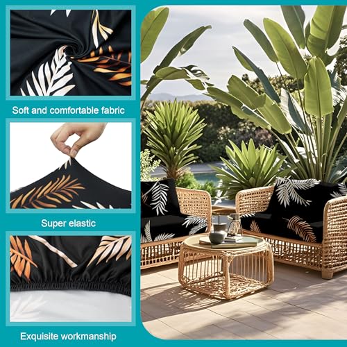 Image of 12Pcs Stretch Patio Cushion Covers,Outdoor Couch Covers Replacement,Outdoor Couch & Sofa Slipcovers,for Patio Furniture Cushion Covers,Washable Reusable Furniture Protector (Coconut Ttrees,Cover Only)