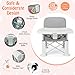 BABY JOY Travel Booster Seat with Double Tray, Folding Portable High Chair Booster Seat for Dining Table, Indoor/Outdoor Use, Camping, Beach, Lawn, Compact Baby Seat with Straps & Carrying Bag