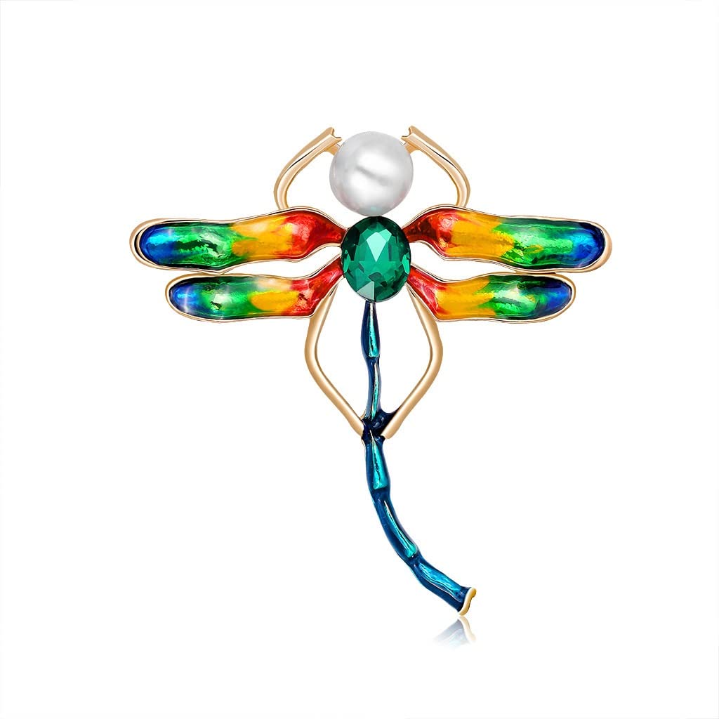 Europäische und amerikanische bemalte Libellen-Corsage-Pin-Legierung mit Diamant-Tropföl-Brosche, Kleidungszubehör-Pins