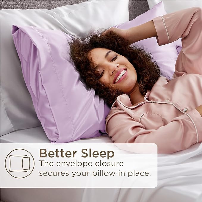 Image of RAGGLE Satin Silk Pillowcase for Hair and Skin Standard Size 18 inchX 28 inch with Soft Breathable Smooth Cooling Pillow Covers for Sleeping or Pillow Protector (4, Purple)