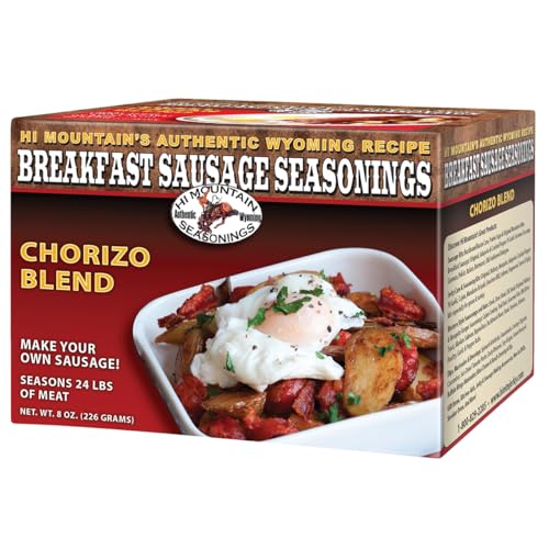Hi Mountain Breakfast Sausage Seasoning Mix | CHORIZO | Make Homemade Sausage with Pork, Venison, Deer, Elk & Wild Game | Makes up to 24 lbs