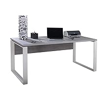 Composad | Scrivania della Linea DISEGNO con gambe in metallo, Scrivania PC Moderna, (LxAxP) 170×74,50×80 cm, Colore Grigio Cemento e gambe Bianco, per Ufficio, Studio, Made in Italy