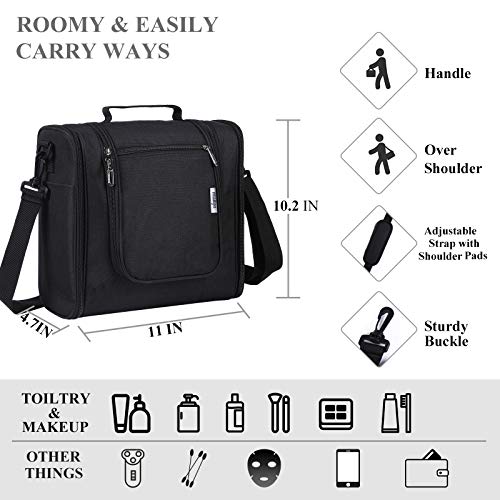 Large Hanging Toiletry Bag Women and Men Portable Travel Toiletries Makeup Organizer for Shower Accessories, Full Size Container, Cosmetics, Black