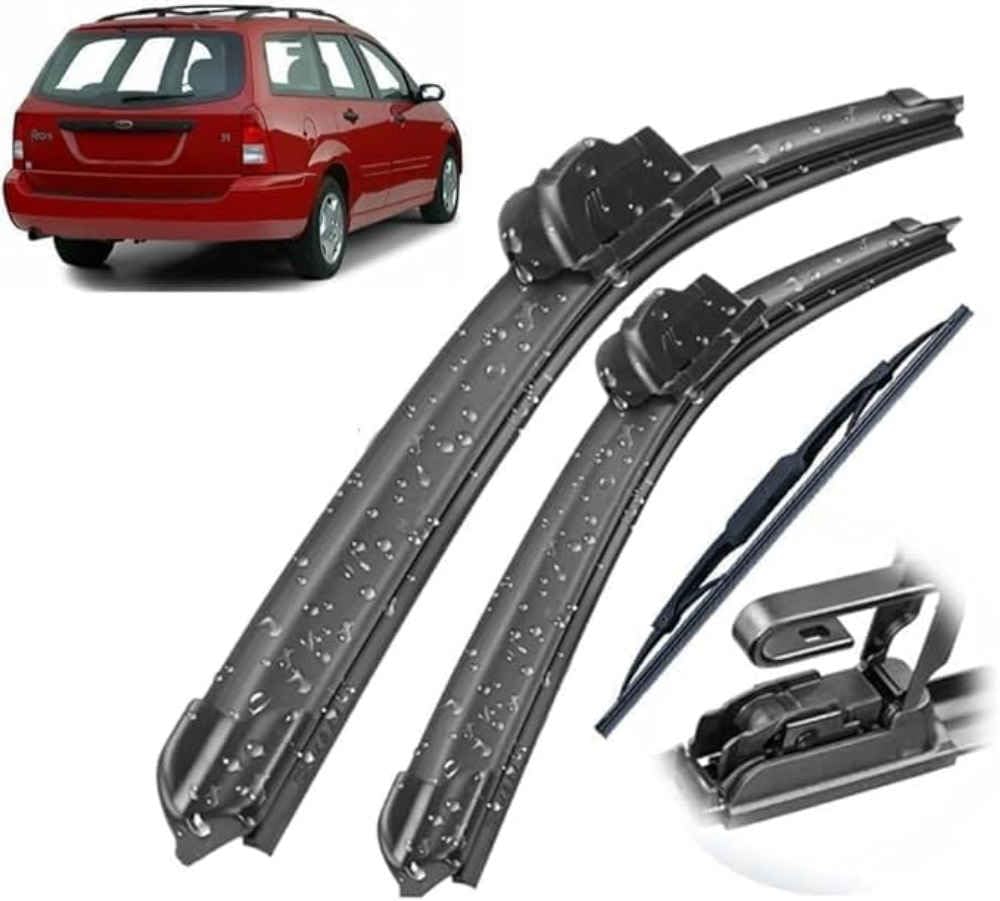 NYSLDSCO Premium Exact Fit Windscreen Wiper Blades for Ford Focus MK1 1998-2004 2005 22+19+11 Inch Durable Natural Rubber Easy Fit for a Quiet and Streak Free Wipe