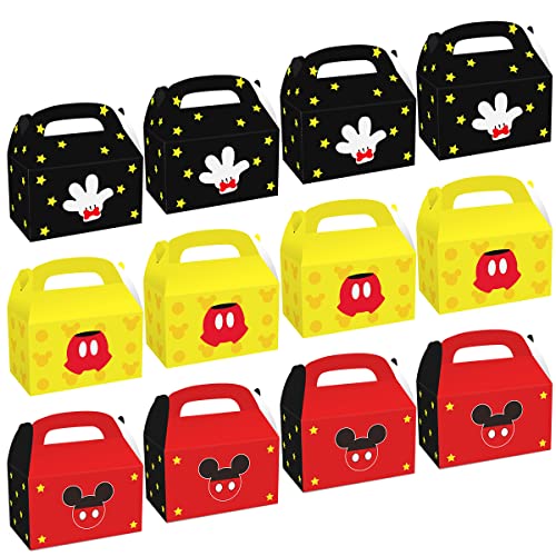 OULUN 12Pcs Mickey Party Gift Box for Mouse,3 Styles of Cute Mickey Theme Party Favor Candy Boxes,for Kids Cartoons Theme Birthday Party Gift Giving Party Favors Decorations Supplies
