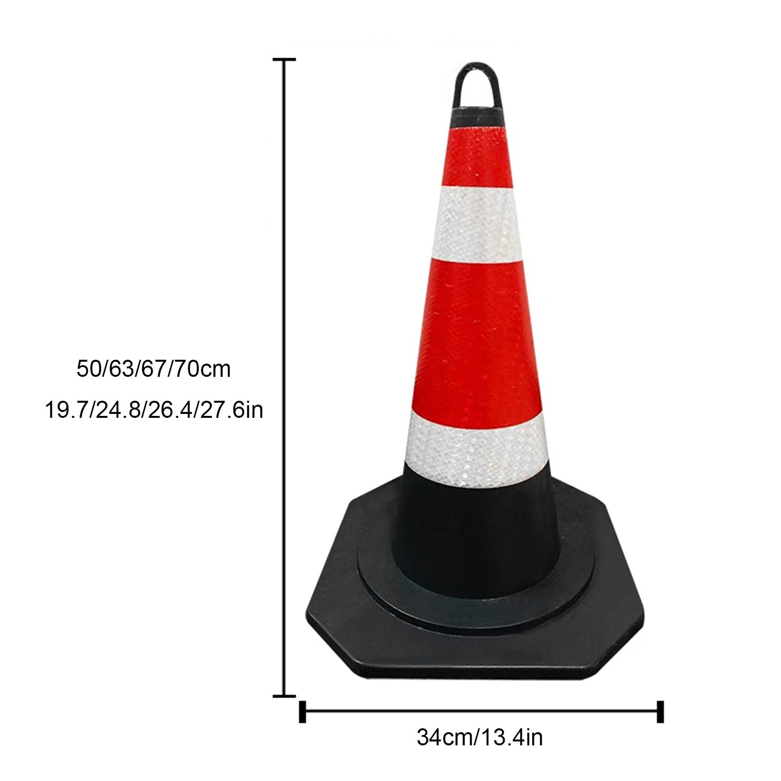 Cônes de sécurité réfléchissants durables – Cônes de signalisation en caoutchouc de 70 cm avec poignée, barrière de stationnement polyvalente pour chantiers et routes de sécurité (rouge, 2 p