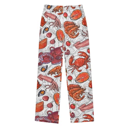 ZZXXB Shrimp Octopus Boys Long Pants Soft Trousers Elastic Waist Kids Lounge Bottoms with Pockets S-XL