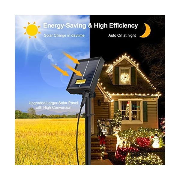 Solar Lichterkette Aussen mit Typ-C-Ladeanschluss,30M 300 LED Kupferdraht Solarlichterkette für Außen mit 8 Modi… – Bild 6