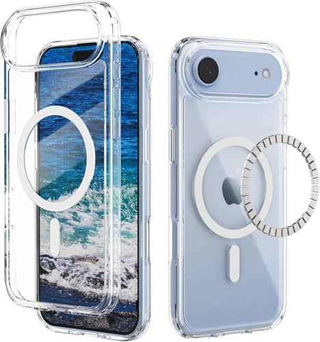 Image of VONZEE Transparent Clear Back Cover Case Compatible with iPhone 17 Air, [Compatible with Magsafe][Anti-Yellowing][Military-Grade Protection] Shockproof Slim Magnetic Phone Case 6.6 inch, Transparent