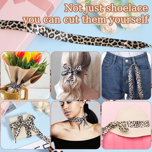 4Pcs Fashion Leopard Print Shoelaces Ribbon Shoe Laces Satin Shoe Laces for Womens Sneakers 2CM Wide4