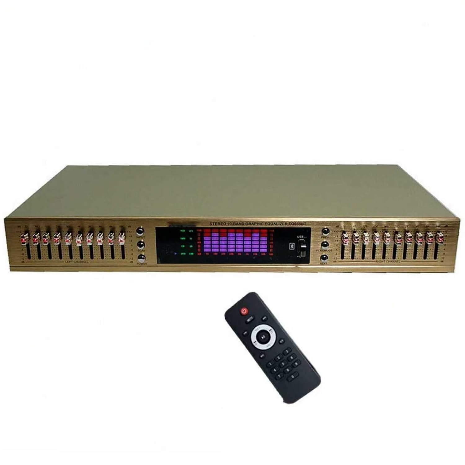 Profesjonalny korektor stereo HiFi, cyfrowy tuner audio z pilotem zdalnego sterowania i wyświetlaczem spektrum LED do dźwięku studyjnego i kina domowego
