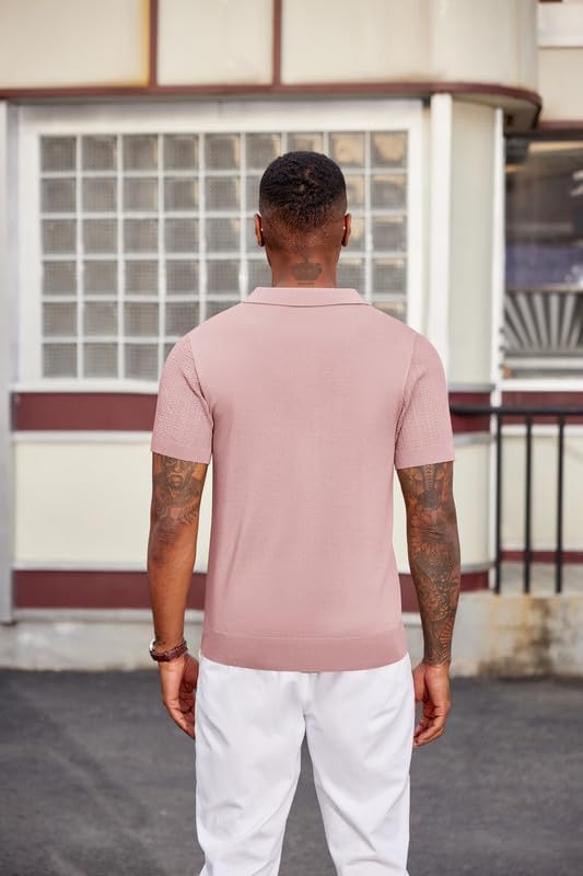 COOFANDY Mens Knit Polo Shirts Short Sleeve Slim Fit Textured Golf Polo Shirt Casual Summer Vacation T-Shirts - Image 8