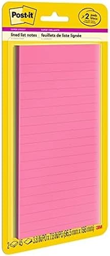 Post-it Notas súper adhesivas, 3 pulgadas x 8 pulgadas, colección Energy Boost – 2 blocs por paquete, 45 hojas/bloc – forrado, reciclable, varios