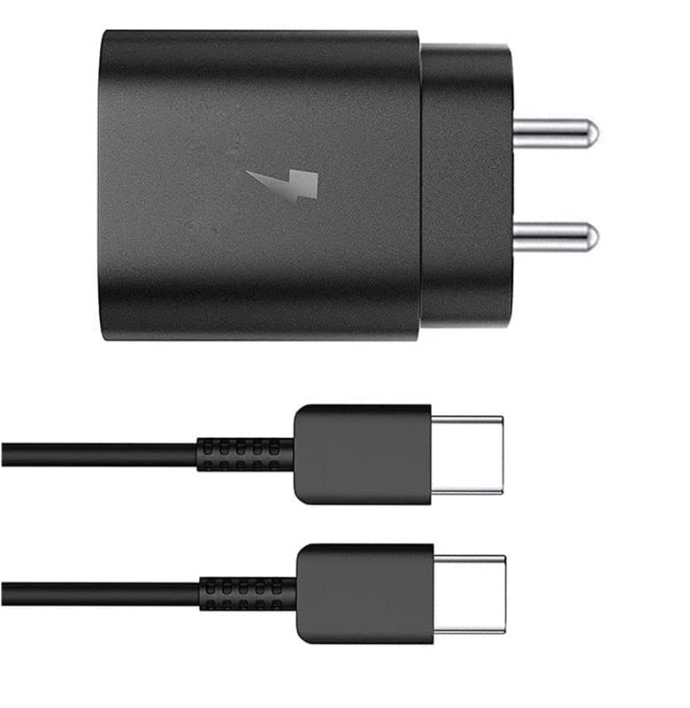 Image of RDG 25W Type-C Travel Adapter & USB C Cable Combo Mobile Charger Super Fast Charging Adaptor with PD Charging for Samsung Galaxy S24 Ultra S23 S22 S21 Fe S20 S20+ M14 5G M34 M54 M53 5G M33 - Black